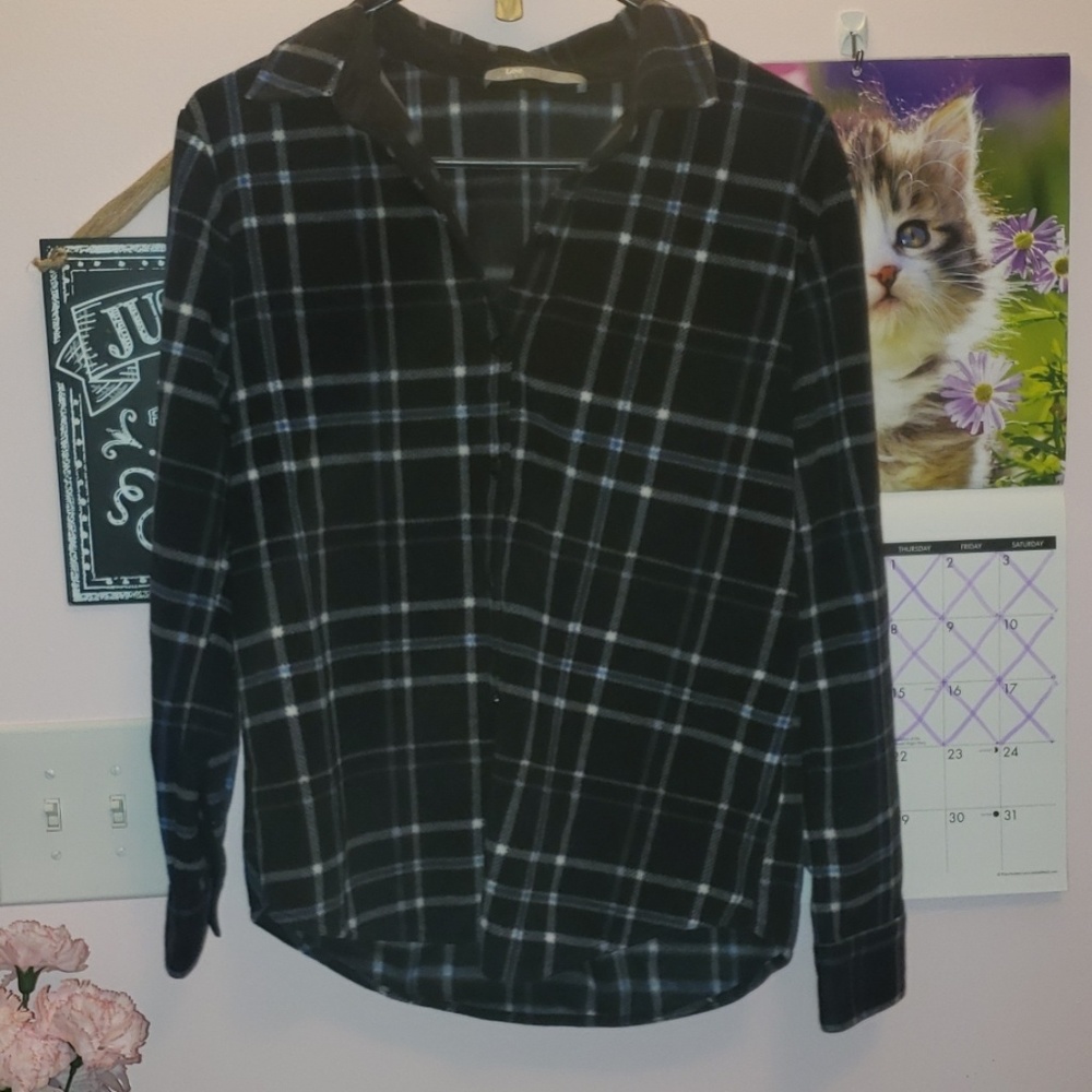 Black and blue fleece flannel